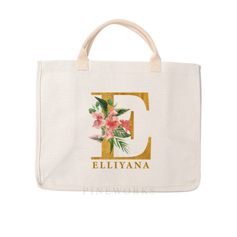 Linen Shopping Bag with Name Printing