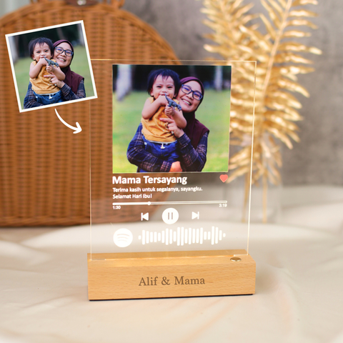 Wireless Spotify Maple Wooden Full Color LED Night Lamp