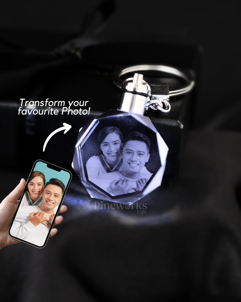 3D Photo Engraved Crystal Keychain