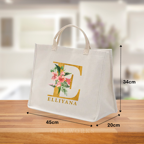 Linen Shopping Bag with Name Printing