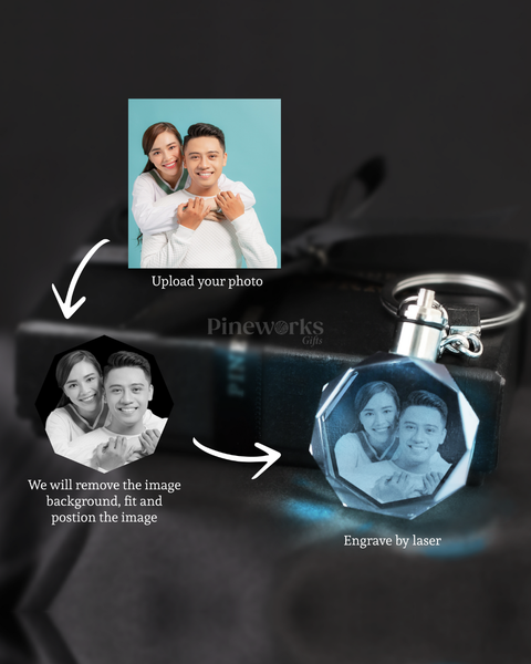 3D Photo Engraved Crystal Keychain