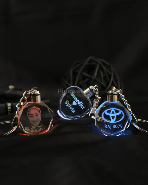 3D Photo Engraved Crystal Keychain