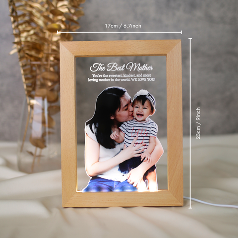 Maple Wooden Photo Frame LED Night Lamp (Full Color)