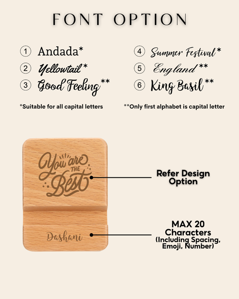 Name Engraved Personalised Wooden Phone Stand