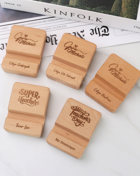 Name Engraved Personalised Wooden Phone Stand