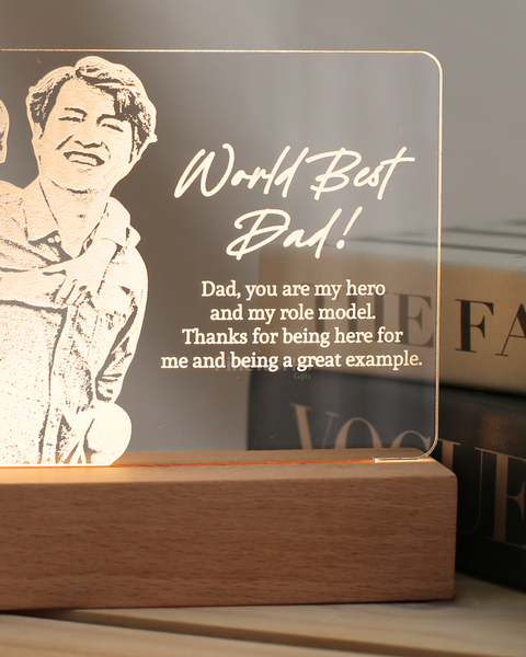 Wireless Maple Wooden Photo Plaque LED Night Lamp