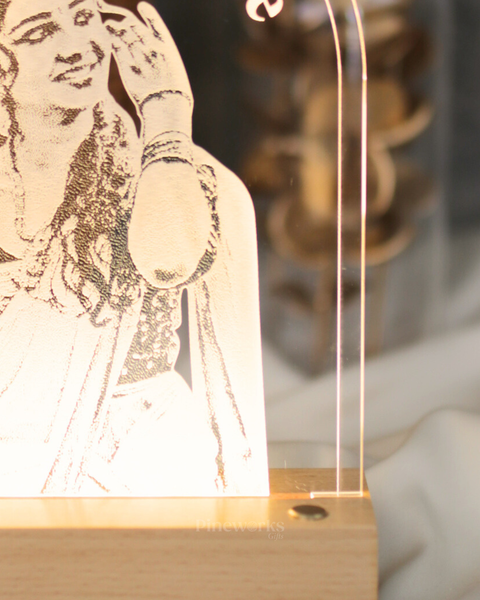 Wireless Arch Maple Wooden Photo LED Night Lamp