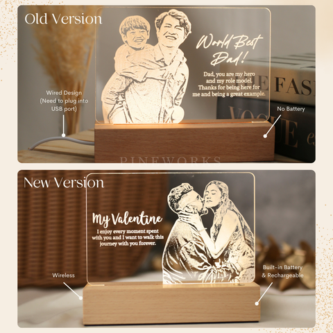 Wireless Maple Wooden Photo Plaque LED Night Lamp