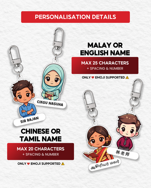 Chibi Style Teacher Name Acrylic Keychain