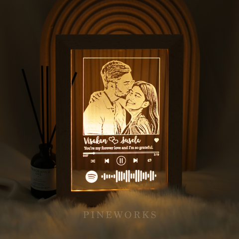 Maple Wooden Photo Frame LED Night Lamp