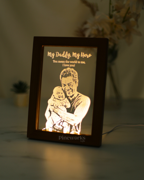 Mahogany Wooden Photo Frame LED Night Lamp