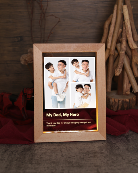 Maple Wooden Photo Frame LED Night Lamp (Full Color)