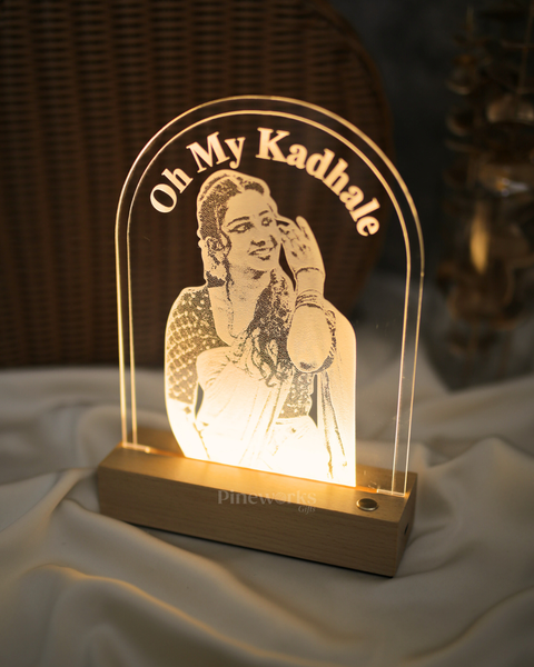 Wireless Arch Maple Wooden Photo LED Night Lamp