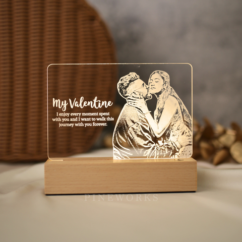 Wireless Maple Wooden Photo Plaque LED Night Lamp