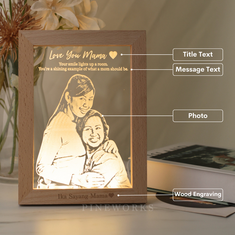 Maple Wooden Photo Frame LED Night Lamp