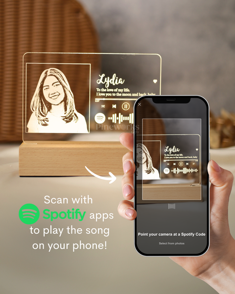 Wireless Maple Wooden Photo Plaque LED Night Lamp (Full Color)