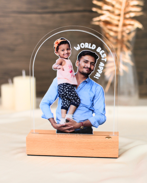 Wireless Arch Maple Wooden Photo LED Night Lamp (Full Color)