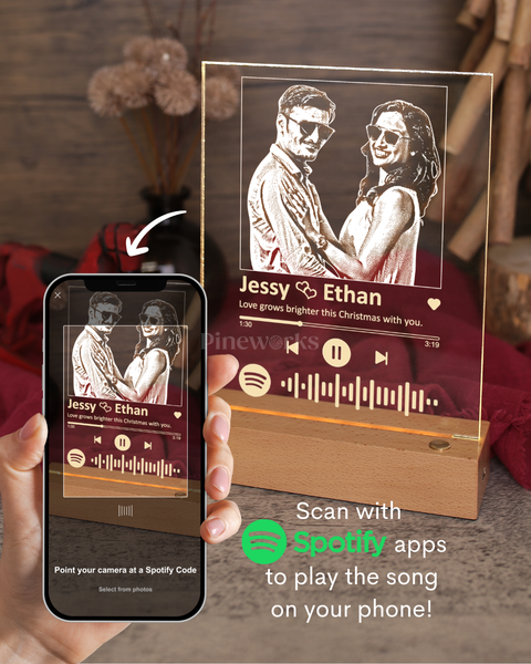 Wireless Spotify Maple Wooden Photo LED Night Lamp