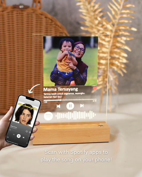 Wireless Spotify Maple Wooden LED Night Lamp (Full Color)