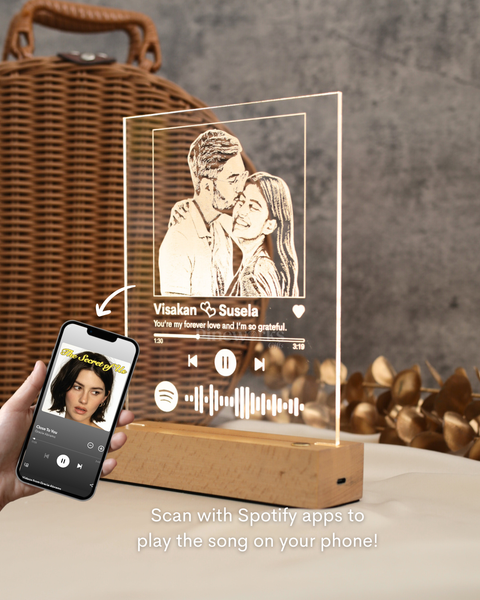 Wireless Spotify Maple Wooden Photo LED Night Lamp