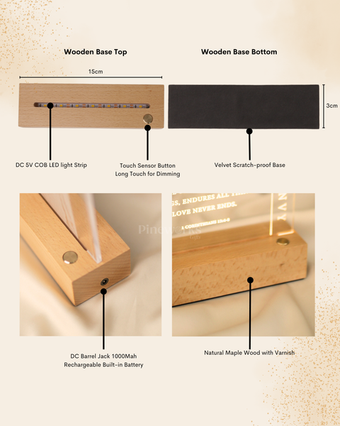 Wireless Calendar Maple Wooden LED Night Lamp (Full Color)