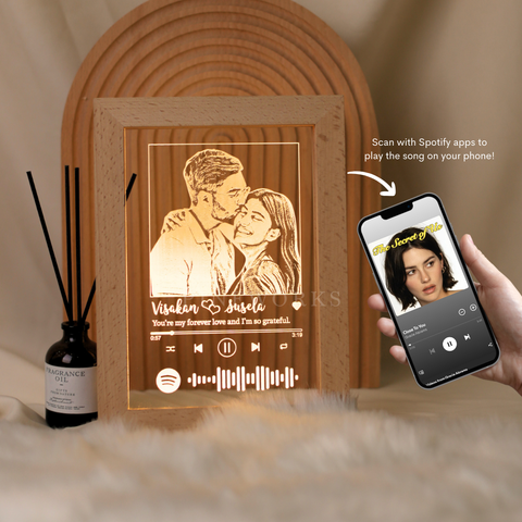Maple Wooden Photo Frame LED Night Lamp