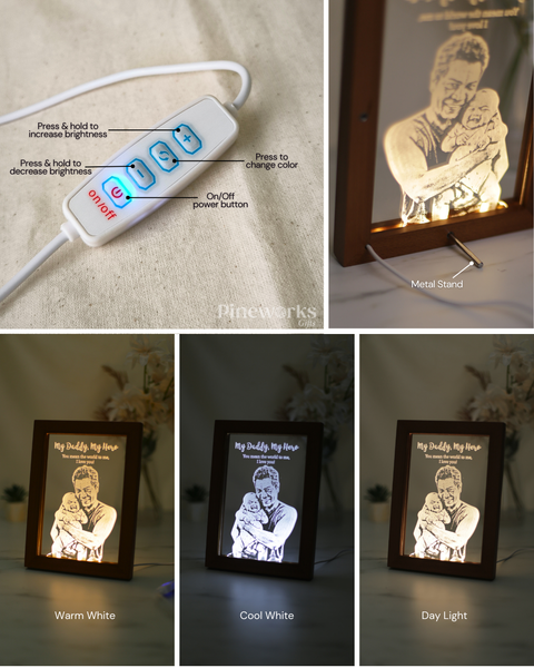 Maple Wooden Photo Frame LED Night Lamp (Full Color)