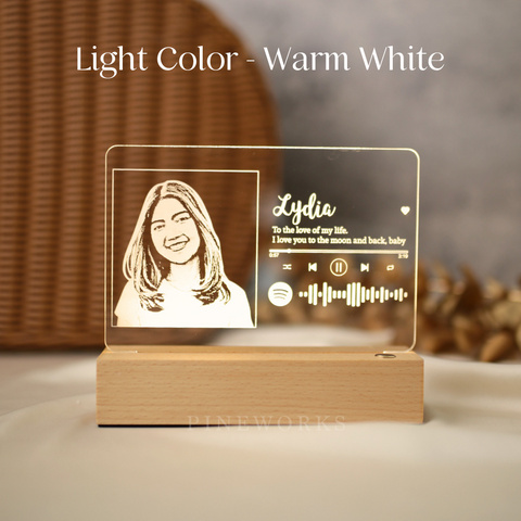 Wireless Maple Wooden Photo Plaque LED Night Lamp