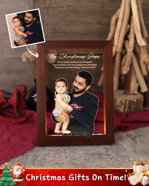 Mahogany Wooden Photo Frame LED Night Lamp (Full Color)