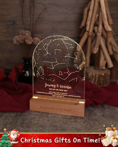 Star Map Wooden Photo Plaque LED Night Lamp