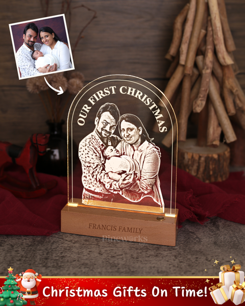 Wireless Arch Maple Wooden Photo LED Night Lamp