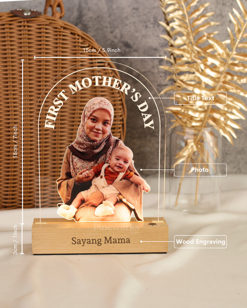 Wireless Arch Maple Wooden Photo LED Night Lamp (Full Color)