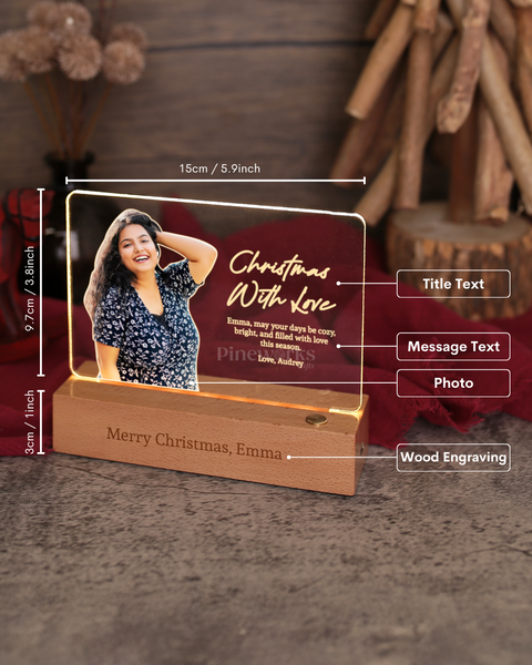 Wireless Maple Wooden Photo Plaque LED Night Lamp (Full Color)