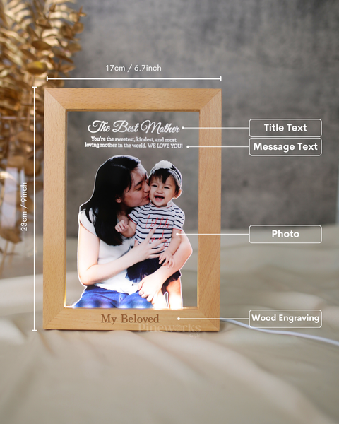 Maple Wooden Photo Frame LED Night Lamp (Full Color)