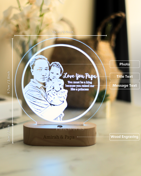 Round Maple Wooden Plaque LED Night Lamp (RGB)