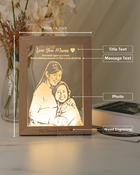 Maple Wooden Photo Frame LED Night Lamp
