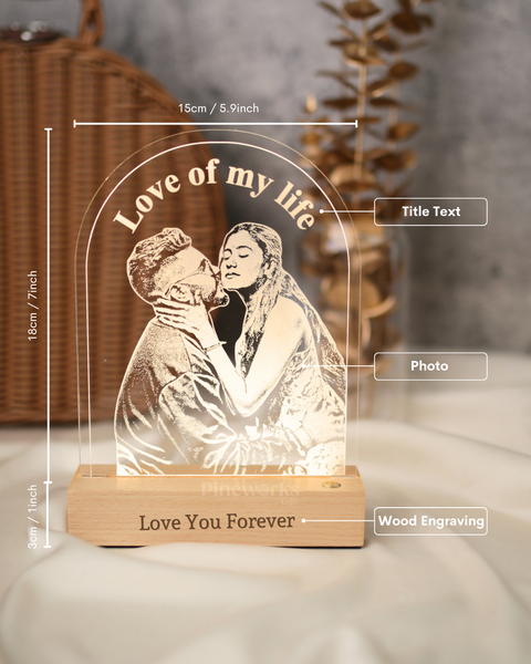 Wireless Arch Maple Wooden Photo LED Night Lamp