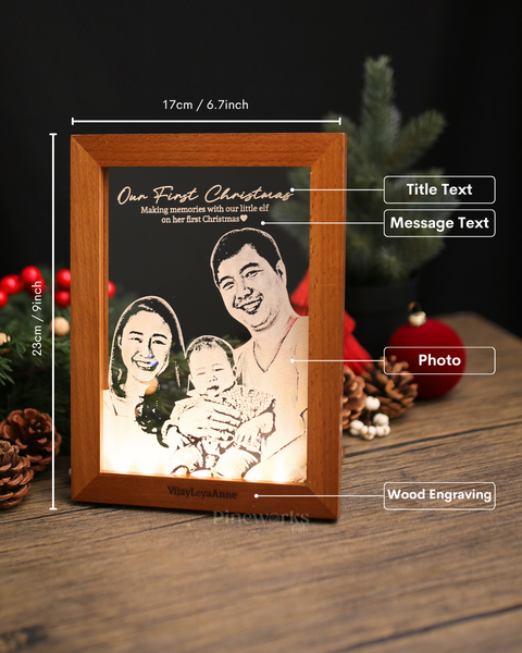 Mahogany Wooden Photo Frame LED Night Lamp