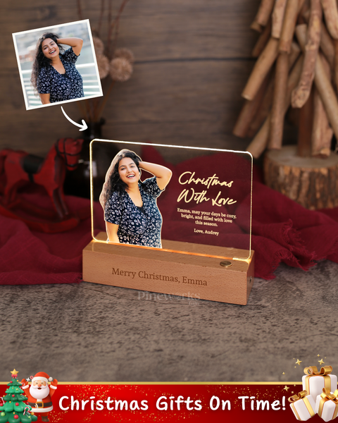 Wireless Maple Wooden Photo Plaque LED Night Lamp (Full Color)