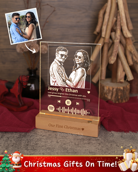 Wireless Spotify Maple Wooden Photo LED Night Lamp