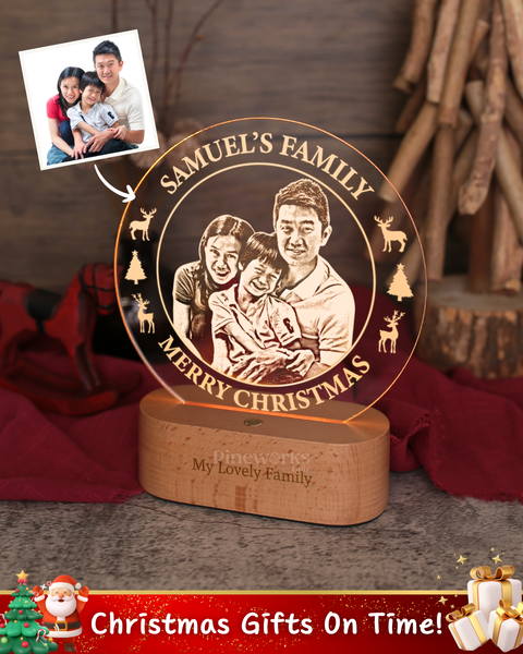 Round Maple Wooden Plaque LED Night Lamp (RGB)