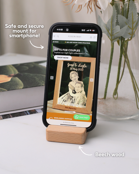 Name Engraved Personalised Wooden Phone Stand