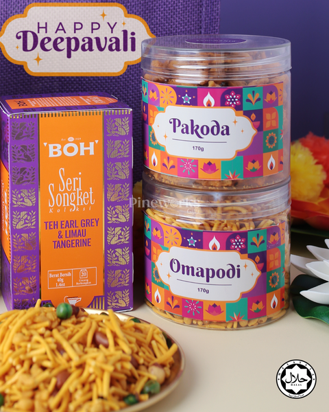 Deepavali Gift Bag 6 - Murukku, Pakoda, Omapodi & Tea
