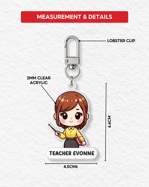 [TEACHER'S DAY 2026] Chibi Style Teacher Name Acrylic Keychain