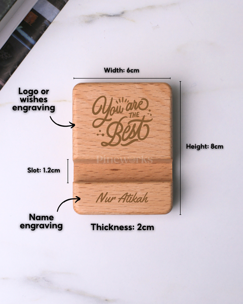 Name Engraved Personalised Wooden Phone Stand