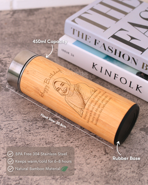 Personalized Smart Bamboo Thermal Flask