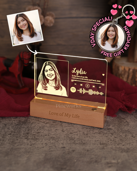 Wireless Maple Wooden Photo Plaque LED Night Lamp