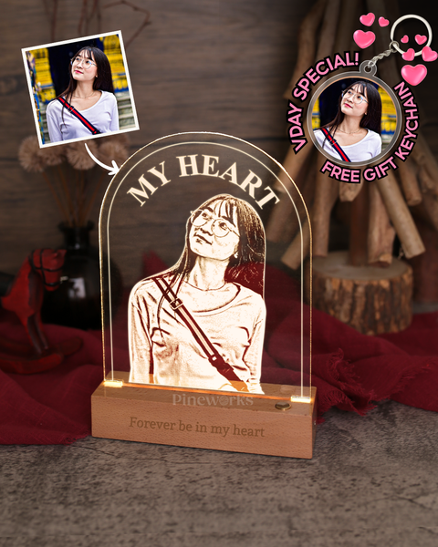 Wireless Arch Maple Wooden Photo LED Night Lamp