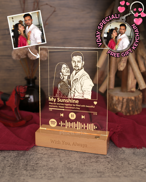 Wireless Spotify Maple Wooden Photo LED Night Lamp