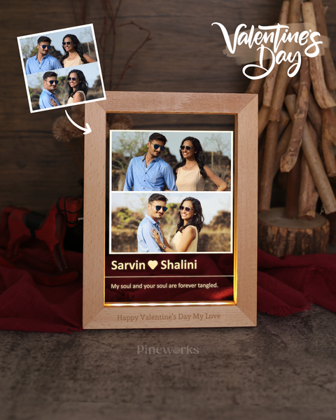 Maple Wooden Photo Frame LED Night Lamp (Full Color)